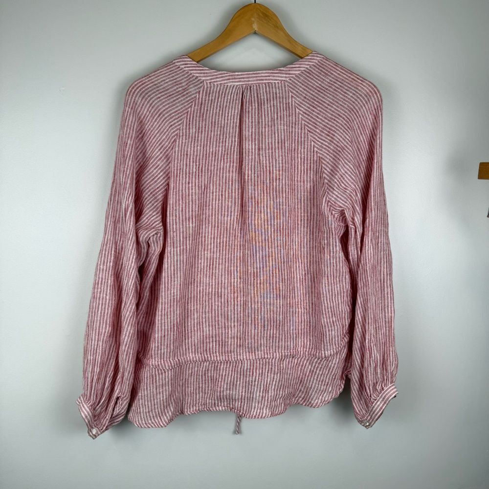 Rails Marti Scarlet Stripe Blouse Women's Size Small Linen Blend - Picture 4 of 7